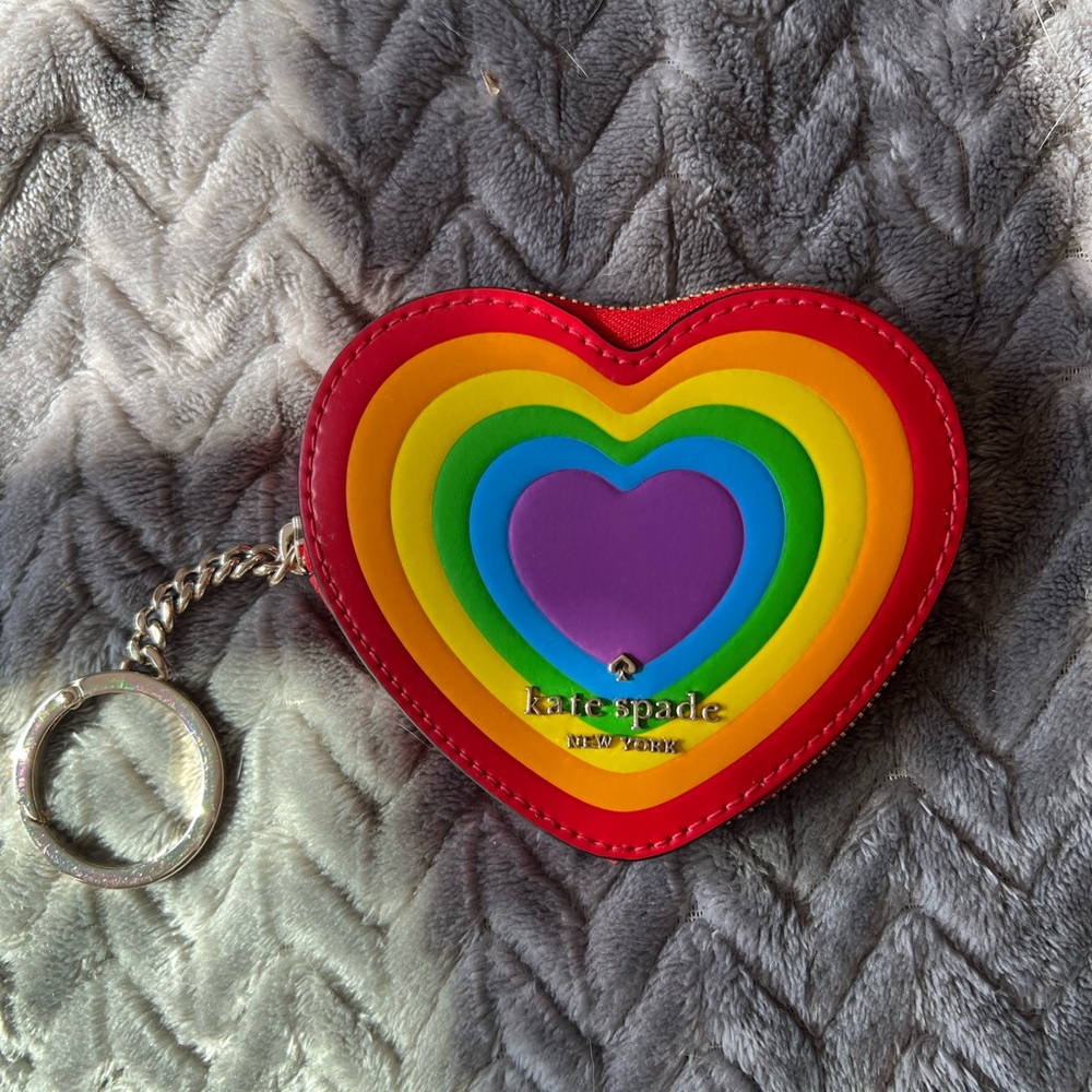Kate Spade Rainbow Pride Heart Keychain